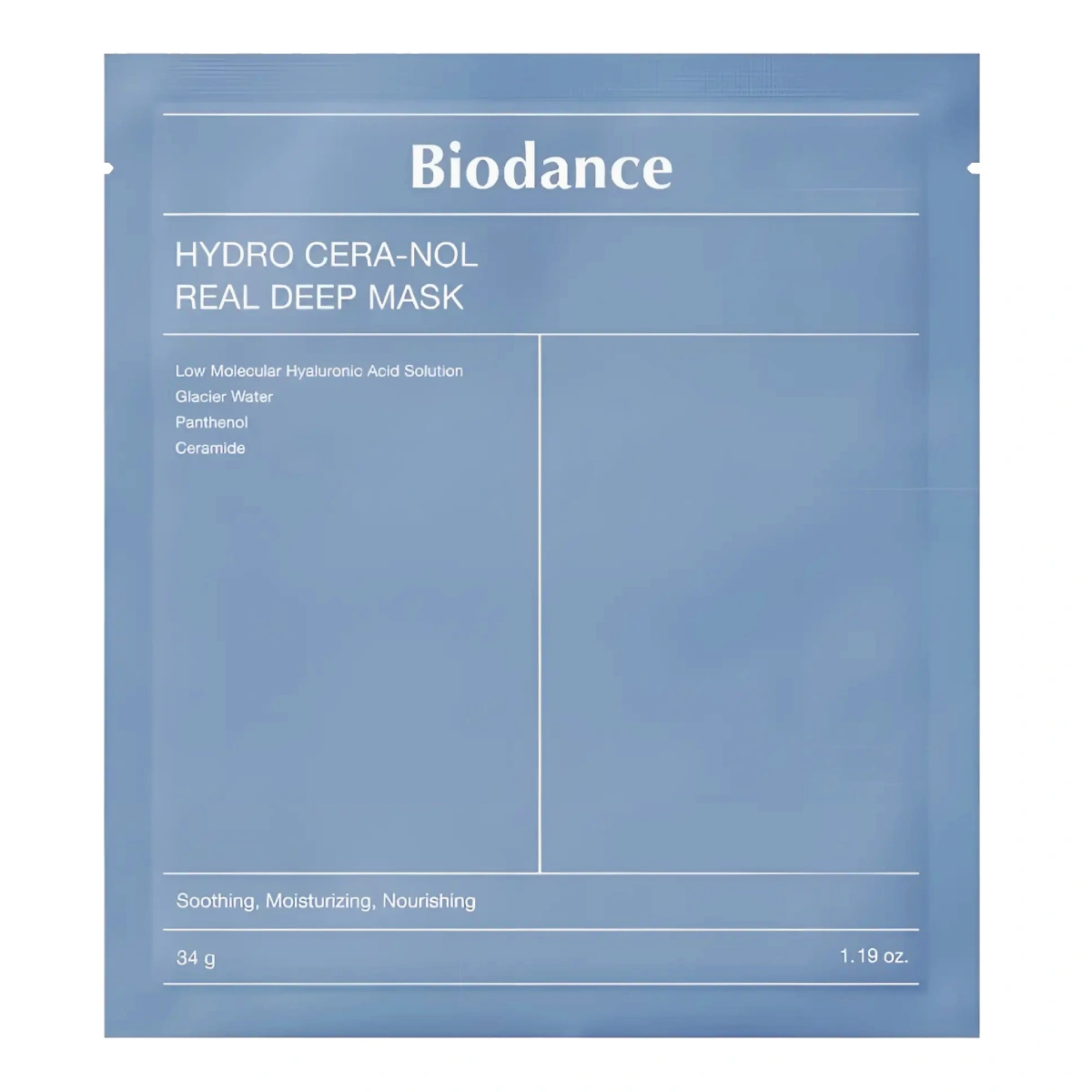 Biodance, Hydro Cera-nol Real Deep Mask, Mască hidrogel hidratare intensă, 34 g