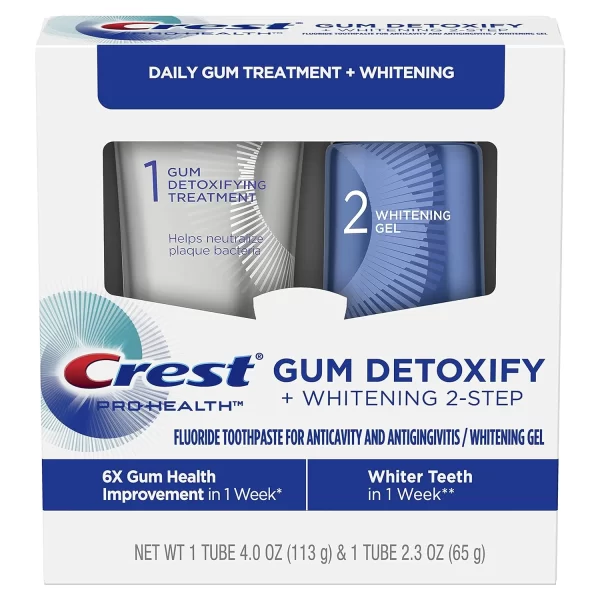 Crest, Pro-Health Gum Detoxify + Whitening Two-Step Toothpaste, Pastă pentru sănătatea gingiilor și albire, 178g