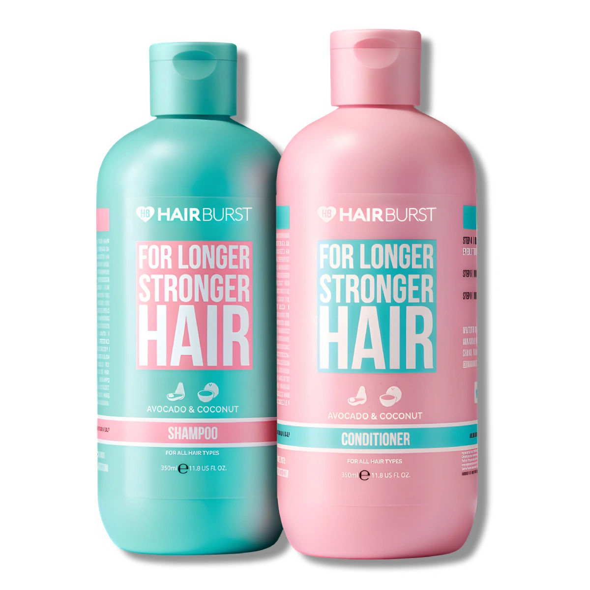 Hairburst, For Longer Stronger Hair Set, Set pentru creștere și fortifiere păr, 350 ml + 350 ml
