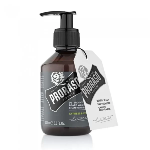 Proraso, Beard Wash Cypress & Vetyver, Gel de curățare blând pentru barbă, 200 ml