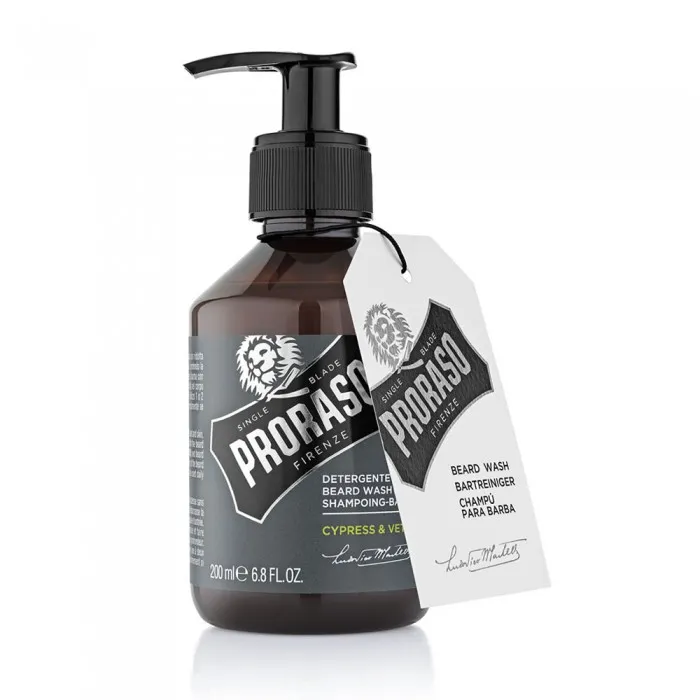 Proraso, Beard Wash Cypress & Vetyver, Gel de curățare blând pentru barbă, 200 ml