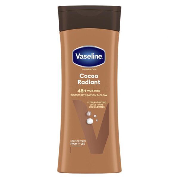 Vaseline, Intensive Care Cocoa Radiant Body Lotion, Loțiune hidratantă cu unt de cacao, 400 ml