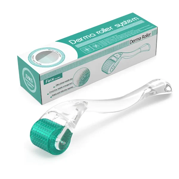 Dermaroller DRS cu carcasa protectoare, 192 ace de titan, verde