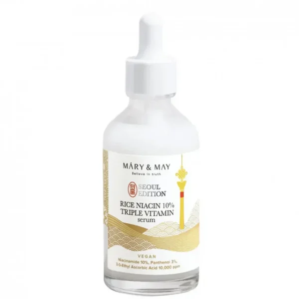 Mary&May, Rice Niacin 10% Triple Vitamin Serum, Ser iluminator pentru uniformizare, 80 ml