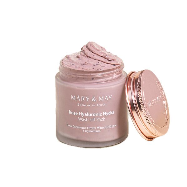 Mary&May, Rose Hyaluronic Hydra Wash Off Pack, Mască hidratantă cu petale de trandafir, 125g