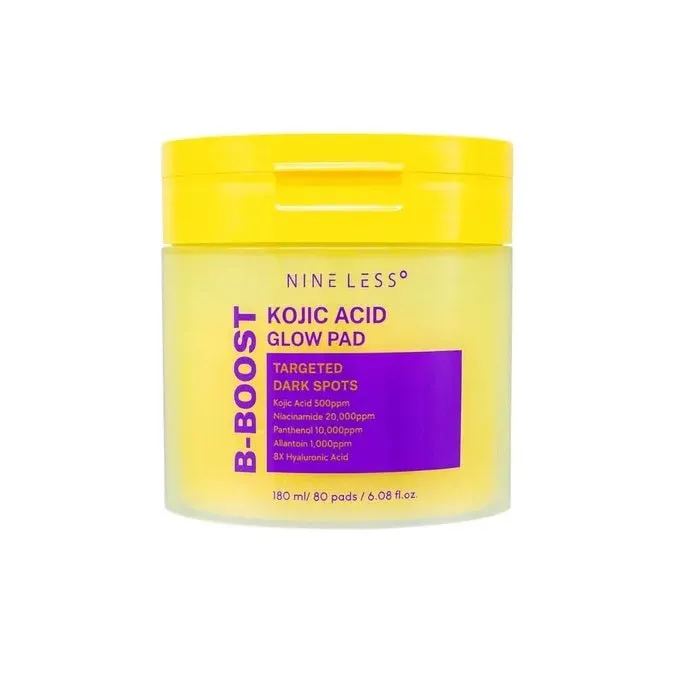 Nine Less, B-Boost Kojic Acid Glow Pad, Pad tonifiant iluminator, 180 ml