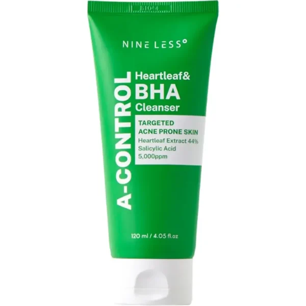 Nine less, A-Control Heartleaf & BHA Cleanser, Gel calmant cu BHA, 120 ml