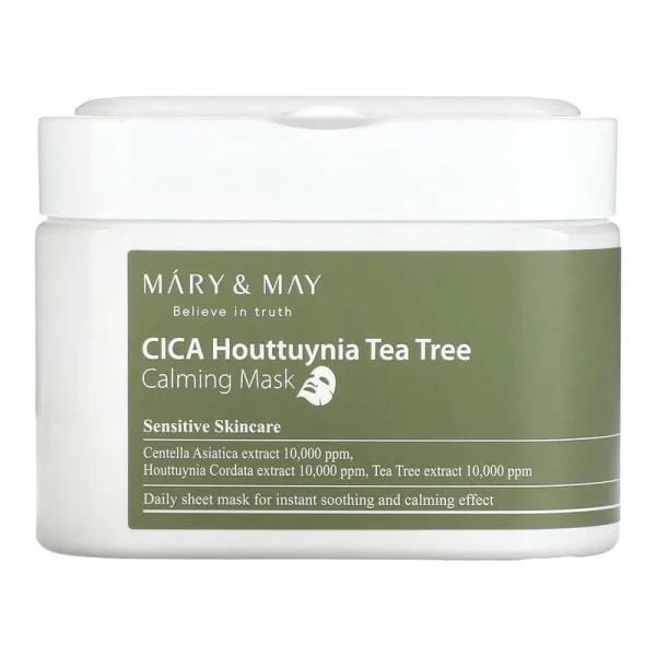 Mary & May, Cica Houttuynia Tea Tree Calming Mask, Mască calmantă cu CICA și tea tree, 400 g