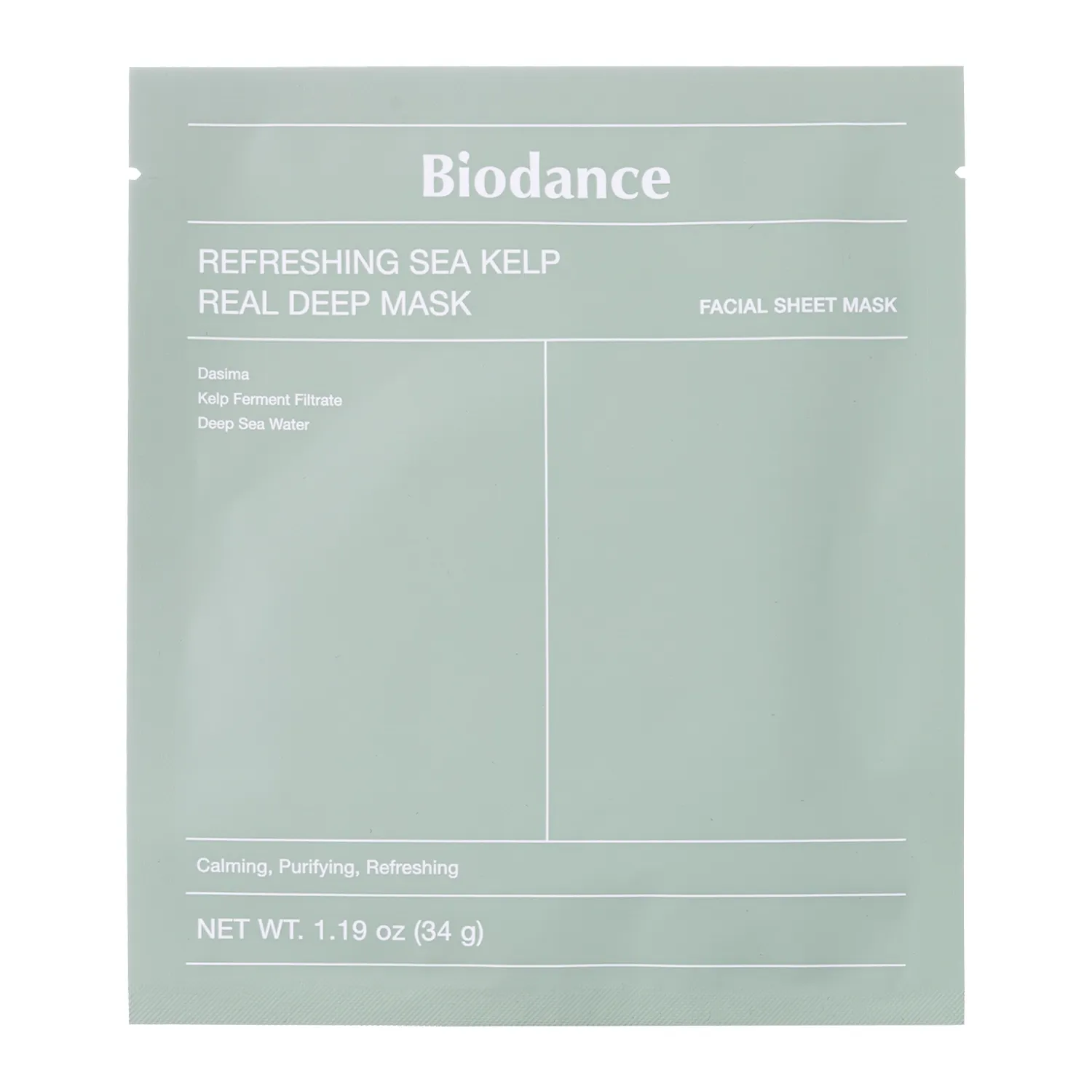 Biodance, Refreshing Sea Kelp Real Deep Mask, Mască calmantă și matifiantă, 34 g