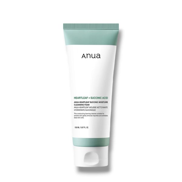 Anua, Heartleaf Succinic Moisture Cleansing Foam, Spumă delicată pentru curățare și hidratare, 150 ml