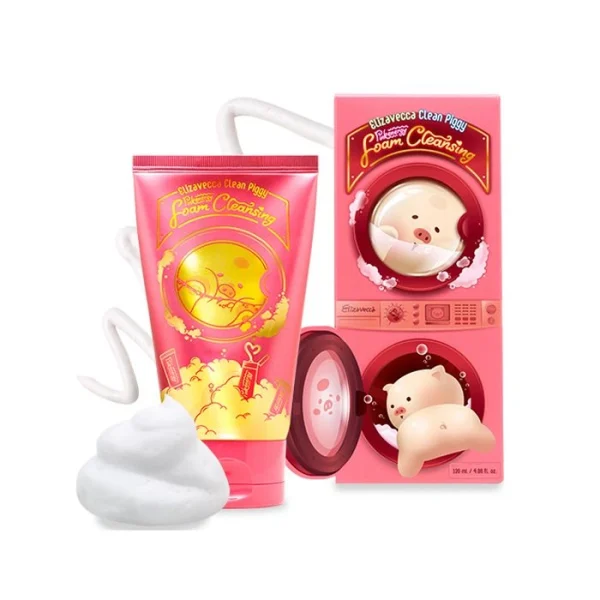 Elizavecca, Clean Piggy Pink Energy Foam Cleansing, Spumă delicată pentru curățare, 120 ml