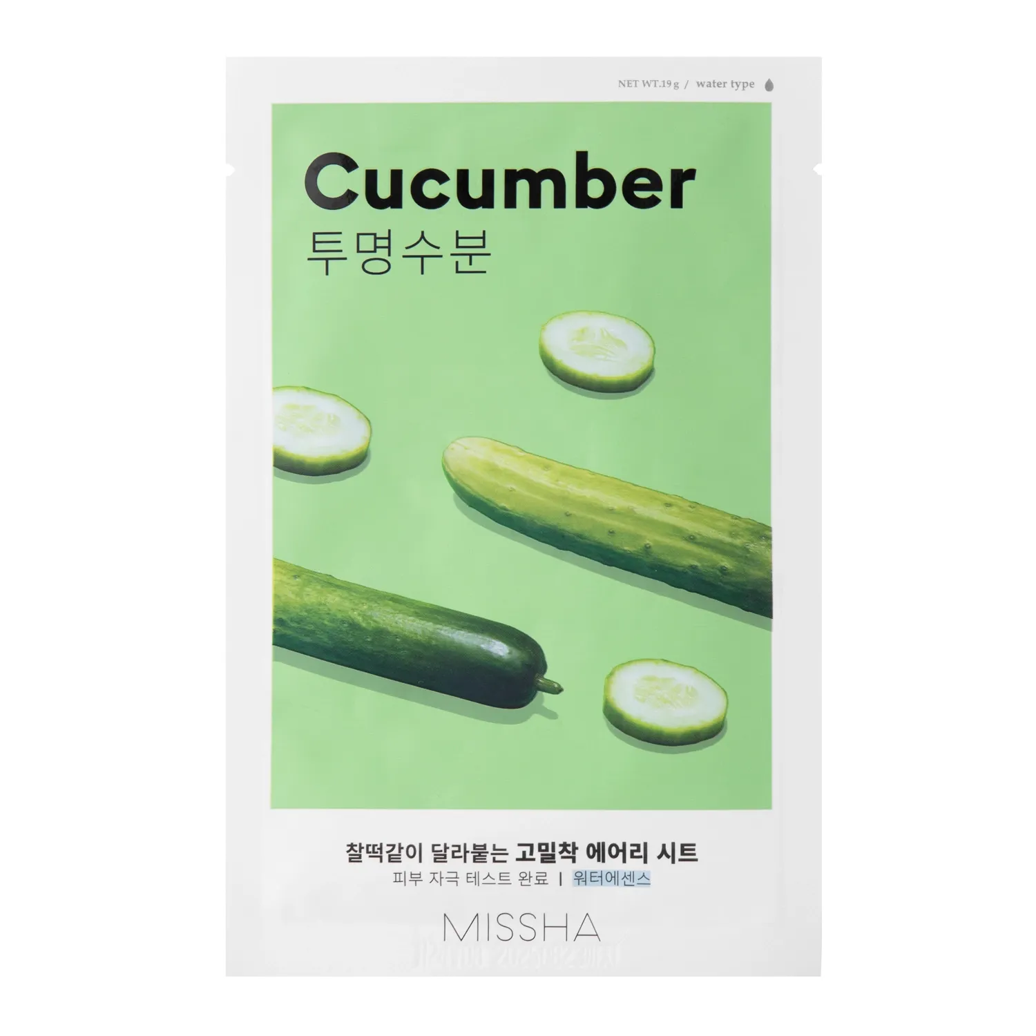 Missha, Airy Fit Sheet Mask Cucumber, Mască hidratantă și calmantă, 19 g