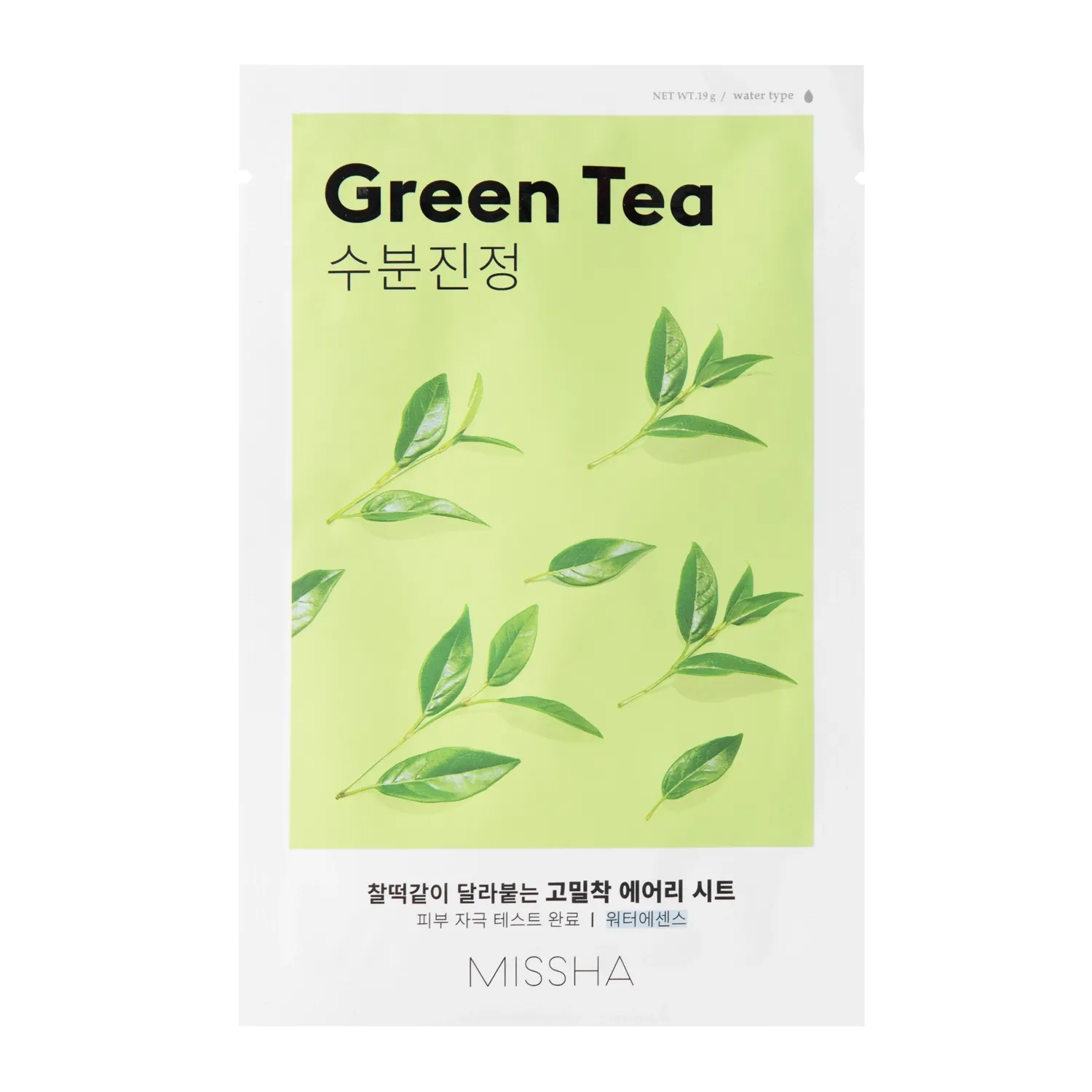 Missha, Airy Fit Sheet Mask Green Tea, Mască hidratantă cu ceai verde, 19g