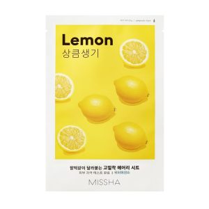 Missha, Airy Fit Sheet Mask Lemon, Mască iluminatoare cu extract de lămâie, 19 g