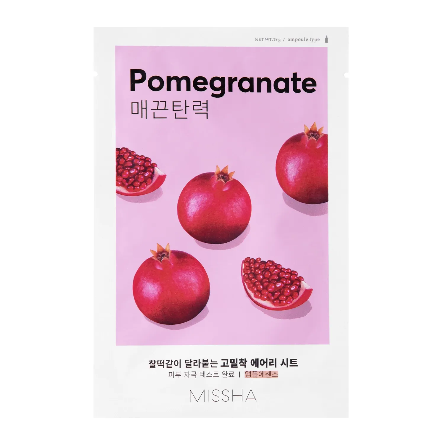 Missha, Airy Fit Sheet Mask Pomegranate, Mască facială revigorantă cu rodie, 19 g