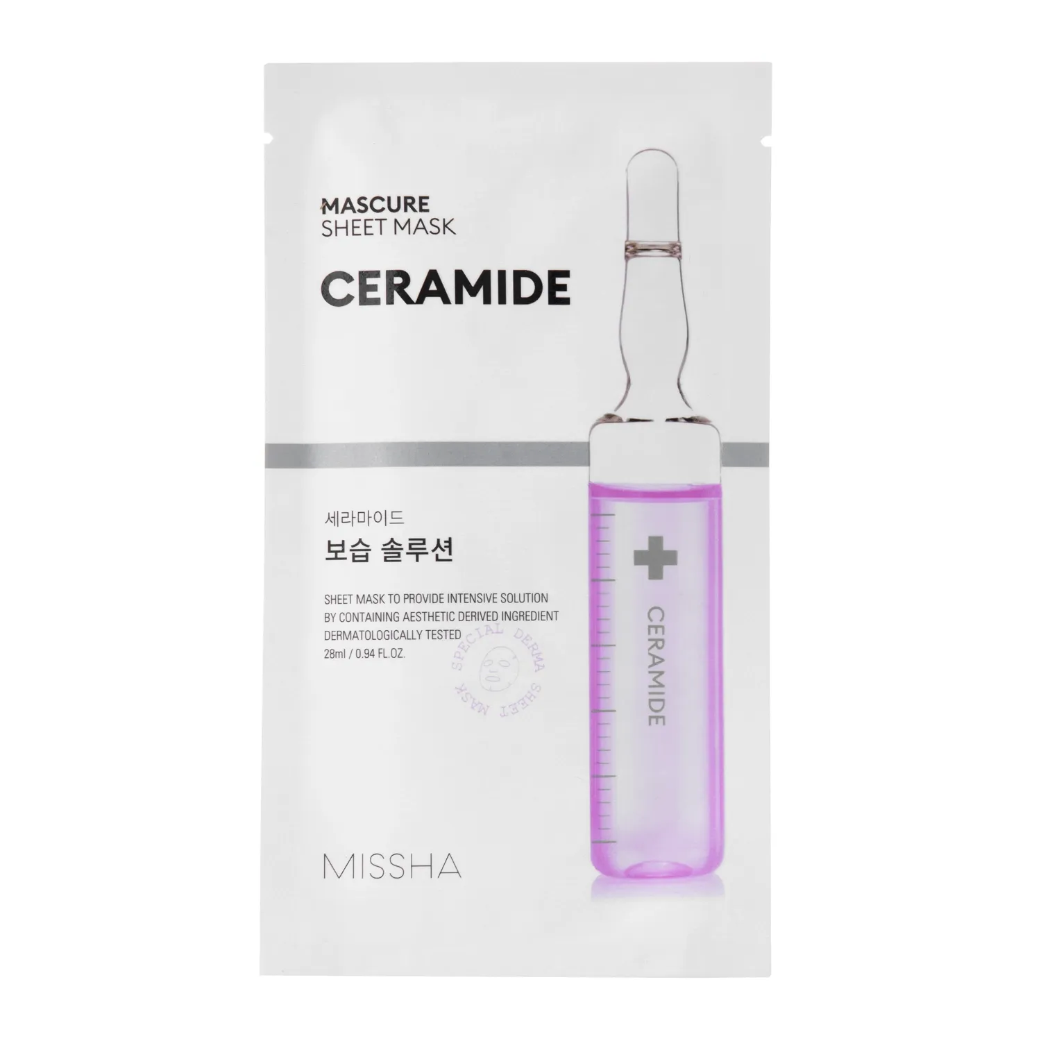 Missha, Mascure Moisture Barrier Solution Sheet Mask (Ceramide), Mască pentru bariera pielii, 28 ml