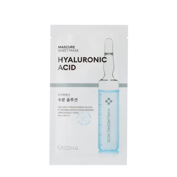 Missha, Mascure Hyaluronic Acid Sheet Mask, Mască hidratantă cu acid hialuronic, 28g