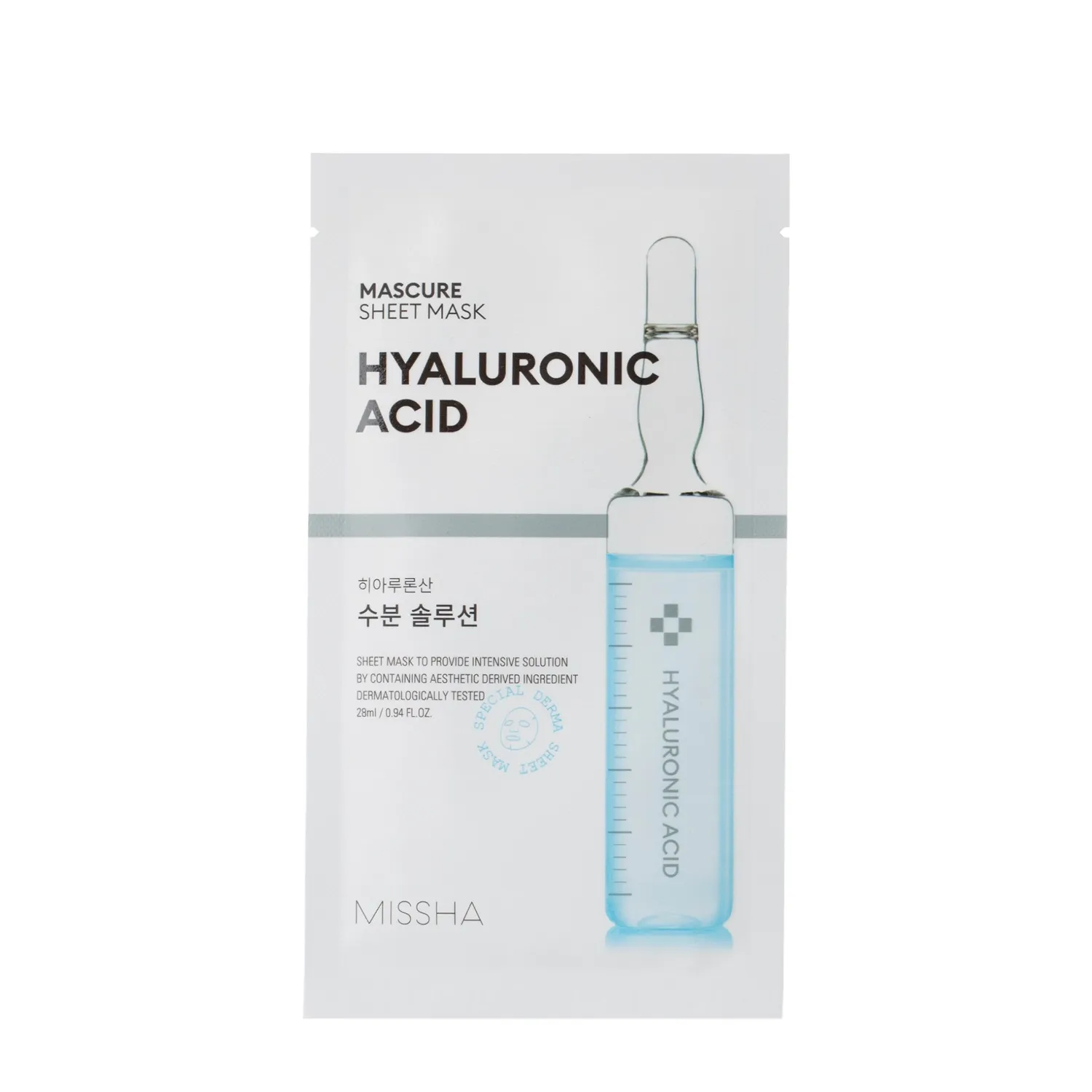 Missha, Mascure Hyaluronic Acid Sheet Mask, Mască hidratantă cu acid hialuronic, 28g