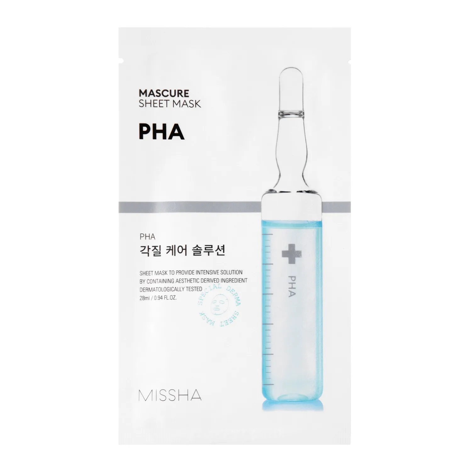 Missha, Mascure Peeling Solution Sheet Mask (PHA), Mască exfoliantă blândă cu PHA, 28 ml