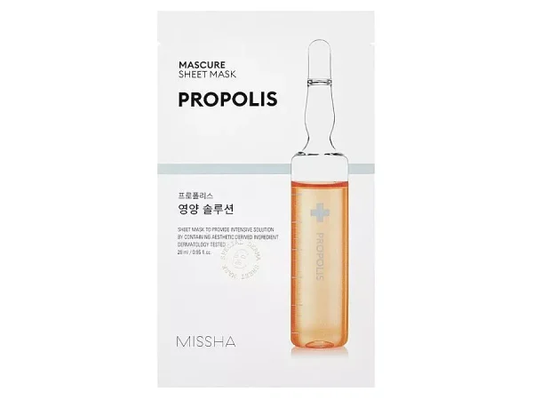 Missha, Mascure Nutrition Solution Sheet Mask Propolis, Mască hrănitoare și revigorantă, 28 ml