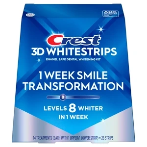 Benzi Crest 3D 1 Week Smile Transformation, 14 plicuri, 10% concentratie, tratament pentru albirea dintilor