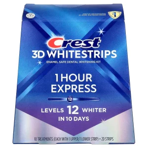 Benzi Crest 3D Whitestrips 1 Hour Express, 10 plicuri, 12% concentratie, tratament pentru albirea dintilor