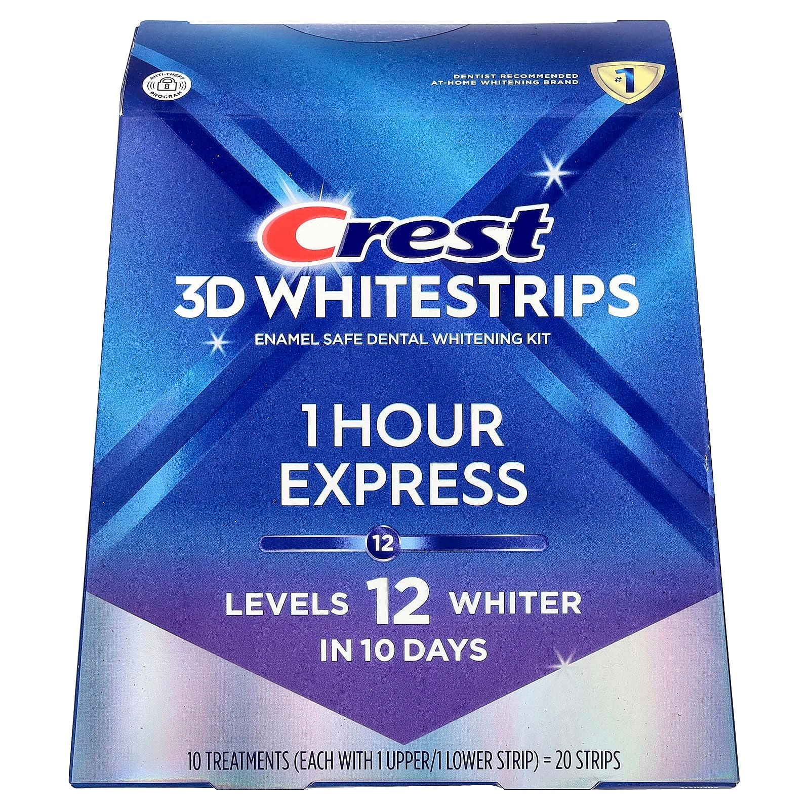 Benzi Crest 3D Whitestrips 1 Hour Express, 10 plicuri, 12% concentratie, tratament pentru albirea dintilor