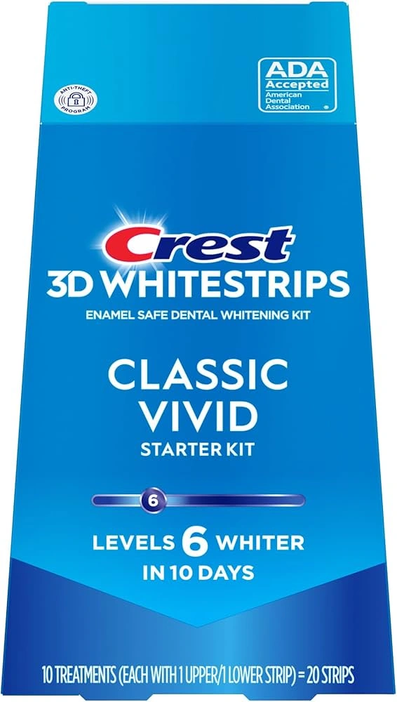 Benzi Crest 3D Whitestrips Classic Vivid, 10 plicuri, 6% concentratie, tratament albirea dintilor