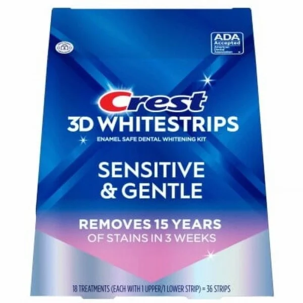 Benzi Crest 3D Whitestrips Sensitive & Gentle, 18 plicuri, 12% concentratie, tratament albirea dintilor