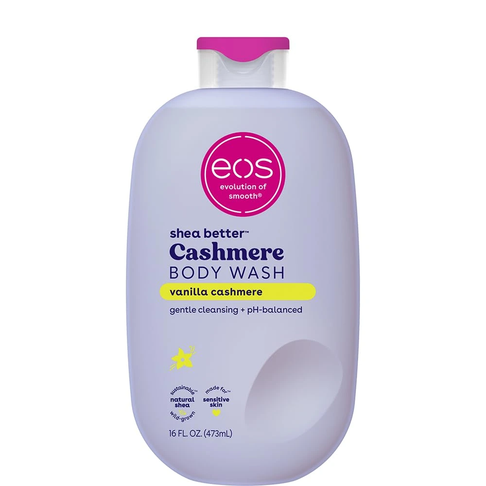 Eos, Body Wash Vanilla Cashmere, gel de duș hidratant cu unt de shea, glicerină și vitamina E, vegan, 473 ml