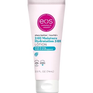 Eos, 24H Moisture Travel Body Lotion Fresh Cozy, loțiune de corp hidratantă travel size cu hidratare 24h, vegană, 74 ml