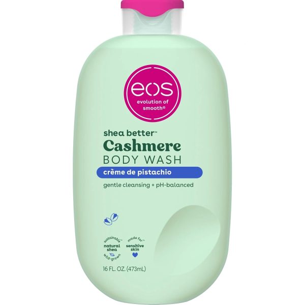Eos, Cashmere Body Wash Creme de Pistachio, gel de duș hidratant cu unt de shea, glicerină și vitamina E, vegan, 473 ml