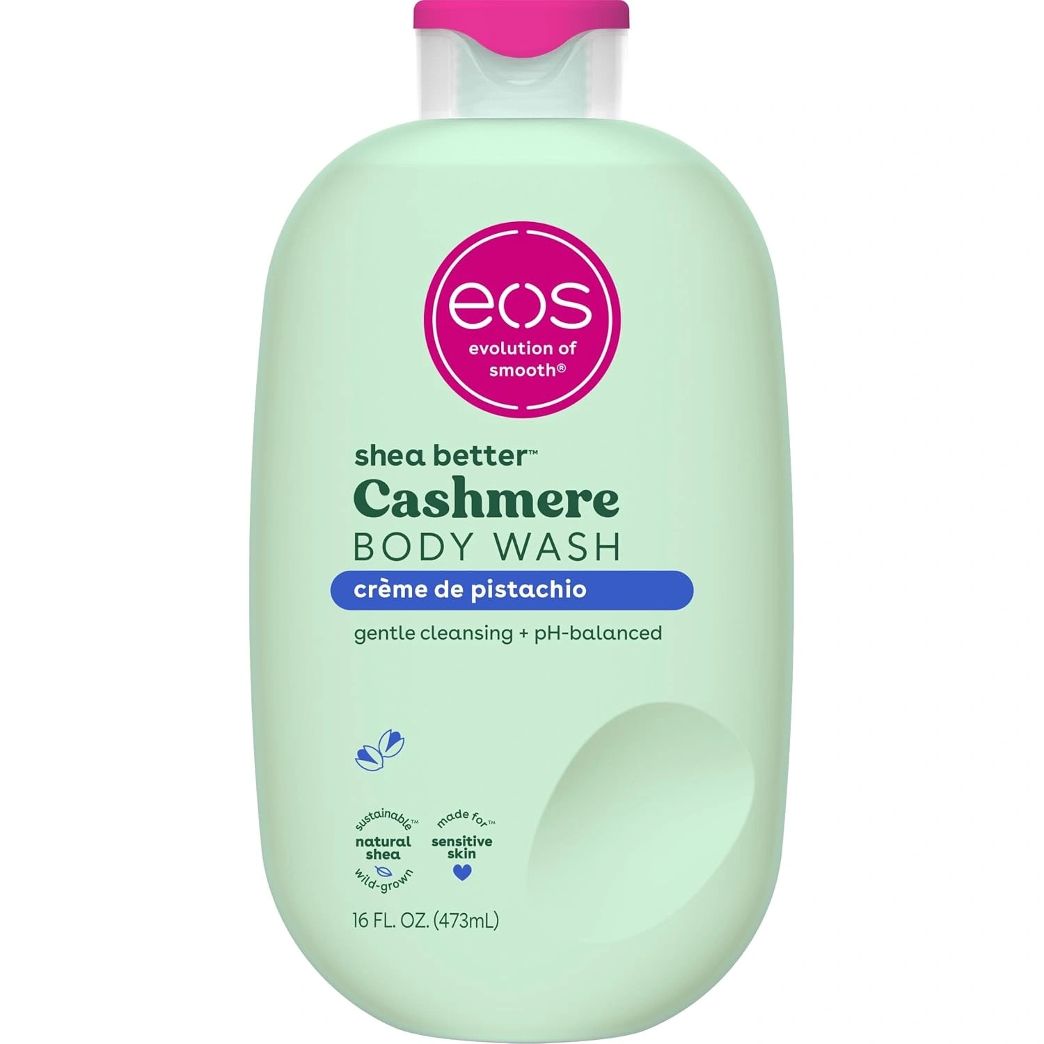 Eos, Cashmere Body Wash Creme de Pistachio, gel de duș hidratant cu unt de shea, glicerină și vitamina E, vegan, 473 ml