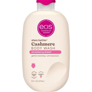 Eos, Cashmere Body Wash Strawberry Dreams, gel de duș hidratant cu unt de shea, glicerină și vitamina E, vegan, 473 ml