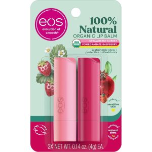 Eos Natural Shea Lip Balm Strawberry Sorbet & Raspberry Pomegranate, Set Balsam de Buze, 2 x 4 g
