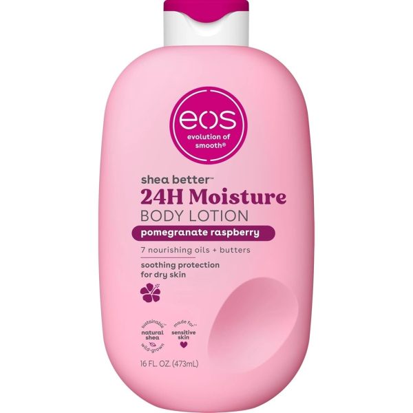 Eos, Shea Better Body Lotion Pomegranate Raspberry, loțiune de corp hidratantă cu unt de shea, vegană, 473 ml