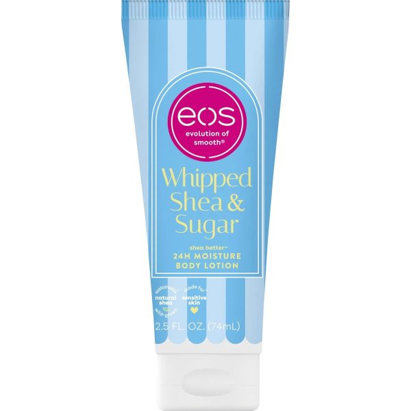 Eos, Shea Better Travel Size Body Lotion Whipped Shea Sugar, loțiune de corp hidratantă travel size cu unt de shea, vegană, 74 ml
