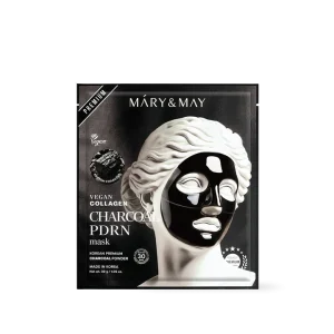 Mary& May Vegan Collagen Charcoal PDRN Mask, Mască hidrogel purificatoare și fermitate, 30g x 4