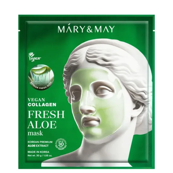 Mary& May Vegan Collagen Fresh Aloe Mask, Mască soothing și fermitate, 30g
