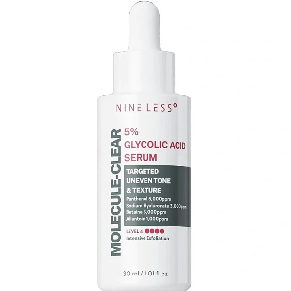 Nineless, Molecule-Clear 5% Glycolic Acid Serum, Ser anti-exfoliant blând, 30 ml