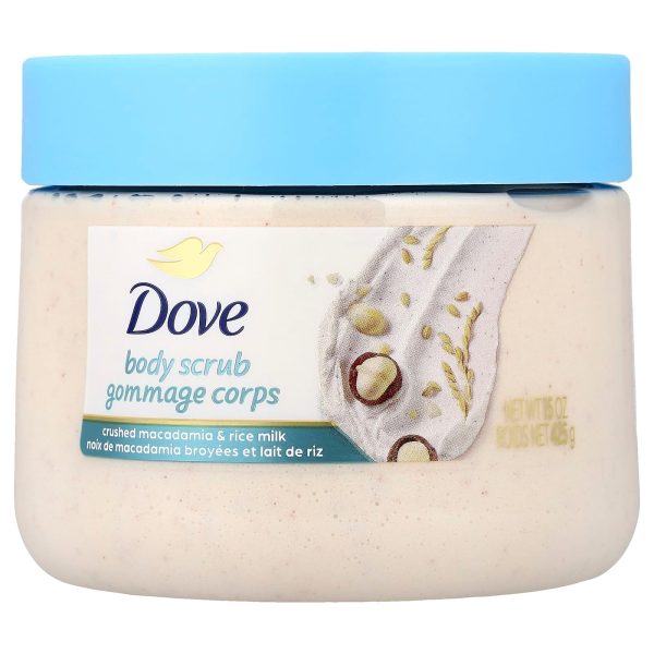Dove, Crushed Macadamia & Rice Milk Body Scrub, Scrub exfoliant blând, 425 g