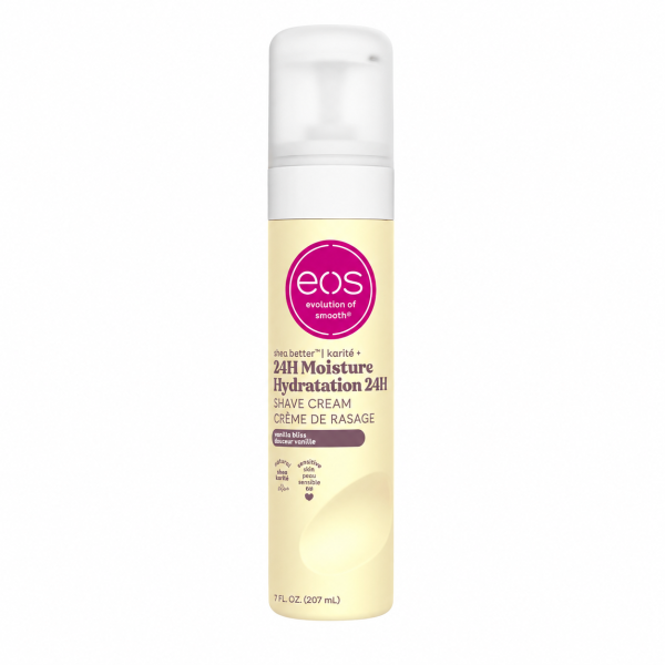 EOS Shea Better 24H Moisture Shave Cream, Cremă de ras hidratantă cu unt de shea, Vanilla Bliss, 207 ml