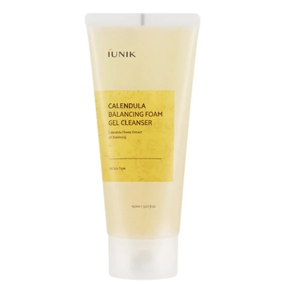 IUNIK, Calendula Balancing Foam Gel Cleanser, Gel spumant calmant pentru ten sensibil, 150 ml