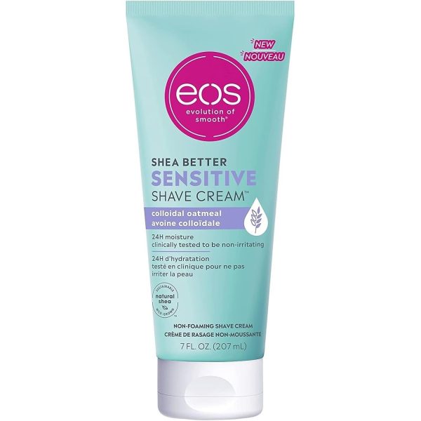 Eos Shea Better Sensitive Shave Cream, Cremă de Ras pentru Piele Sensibilă cu Ovăz Coloidal și Unt de Shea, 207 ml